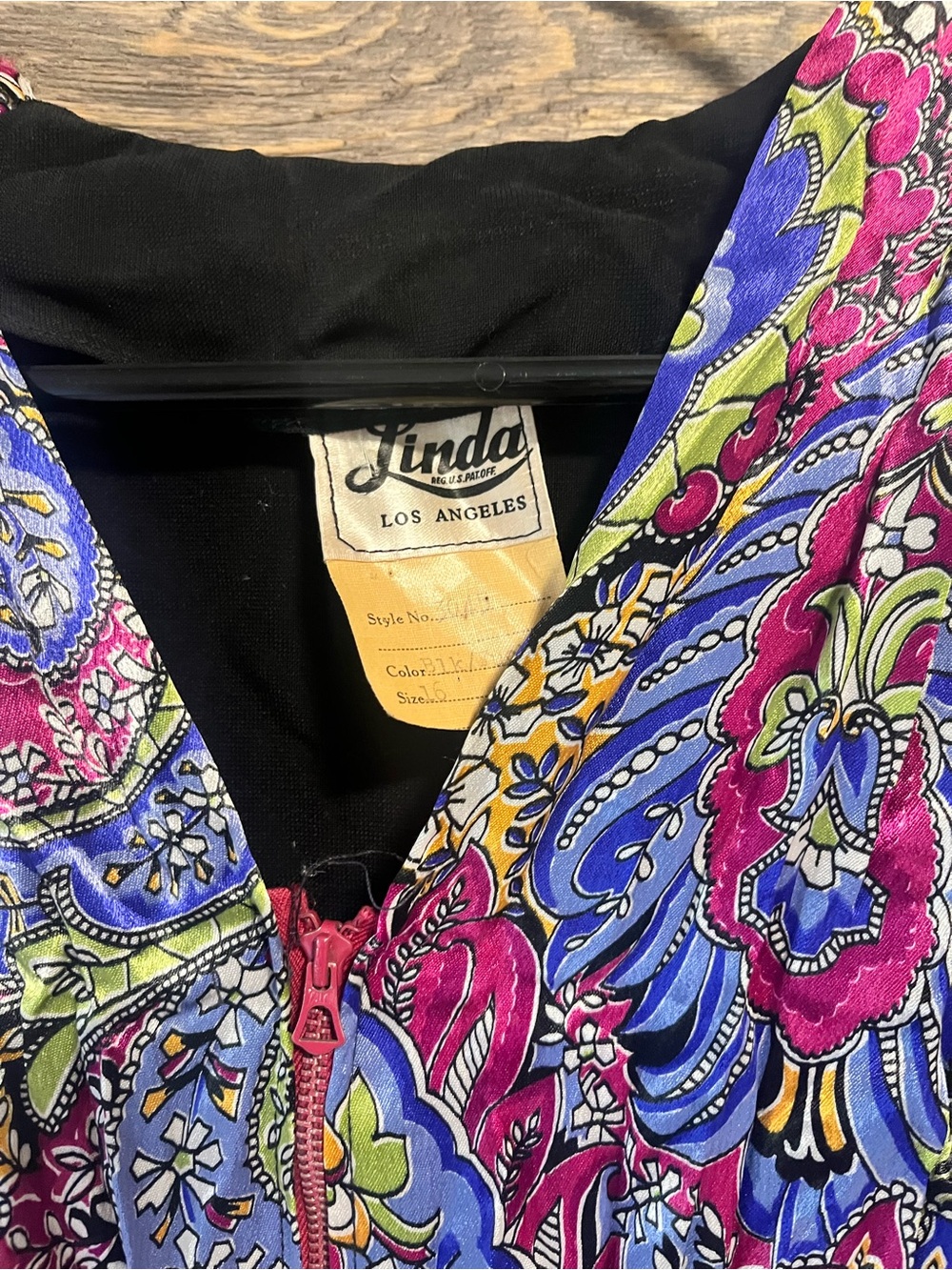 Linda Los Angeles Black Vintage Maxi Dress Paisley Front Panel - Women's Size 16 - Picture 5 of 5